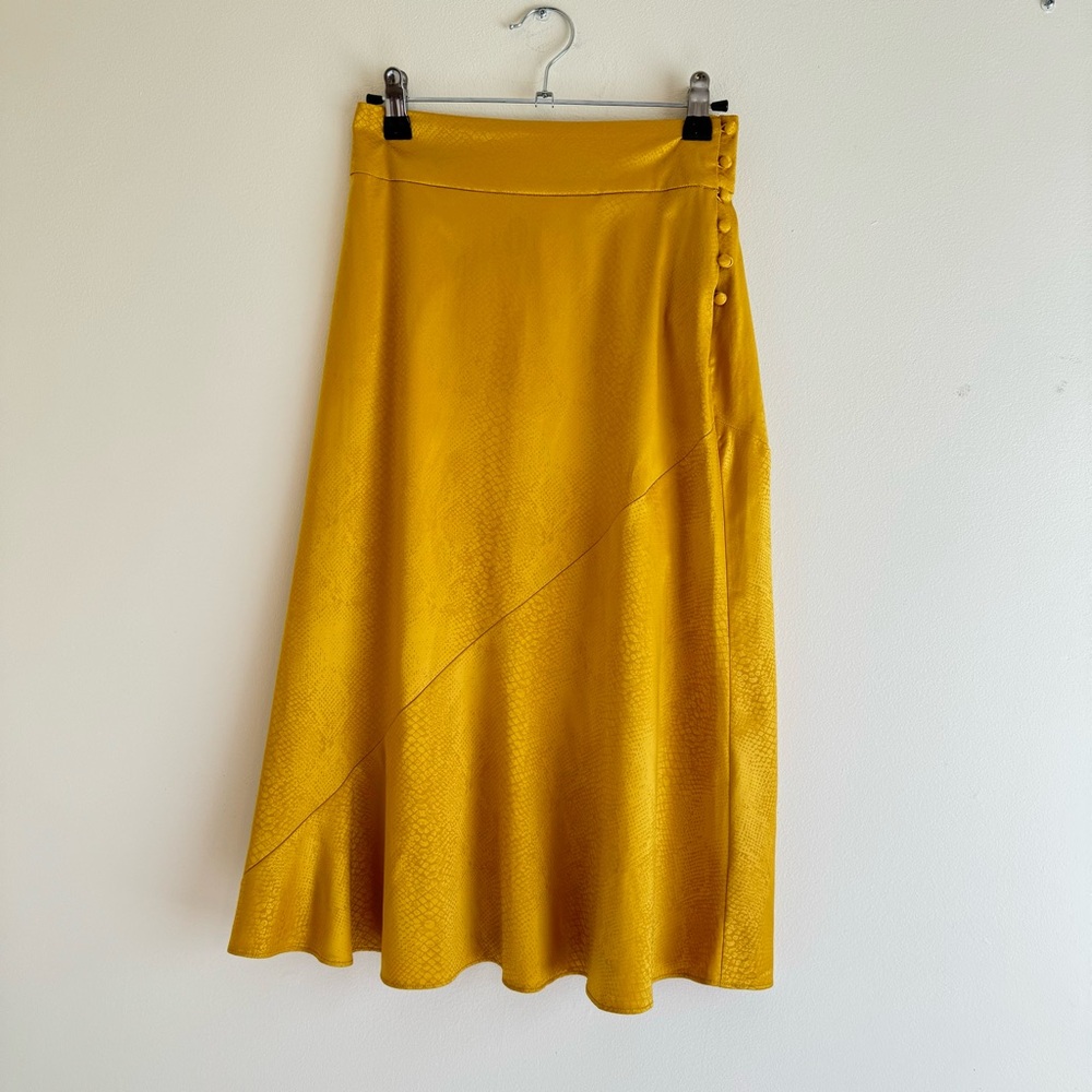 [ intimately free people ] yellow gold snakeskin reptile print midi skirt XS